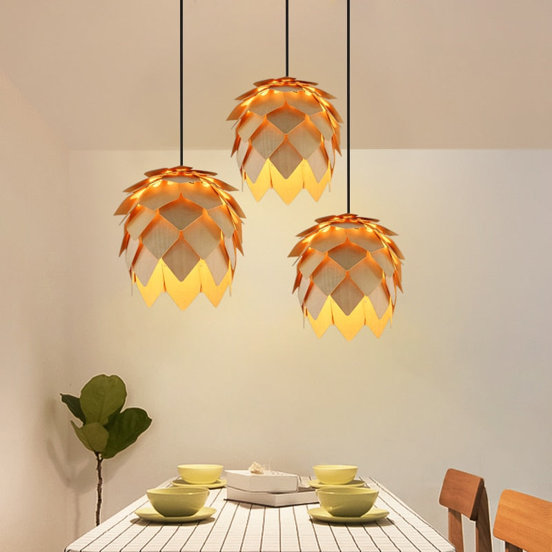 PineAura | Élégante Lampe à Suspension Naturelle pour Luminaire Chambre 2