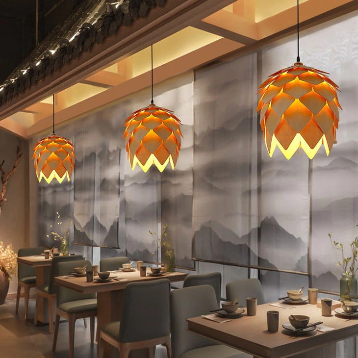 PineAura | Élégante Lampe à Suspension Naturelle pour Luminaire Chambre 3