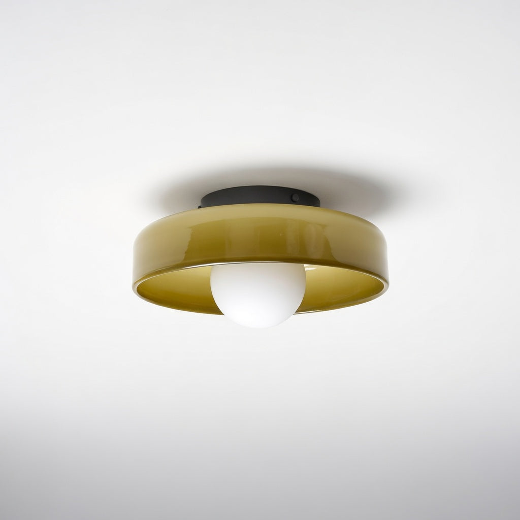 Plafonnier Design en Verre avec Éclairage Ambre | Luminaire Contemporain pour Salon et Chambre