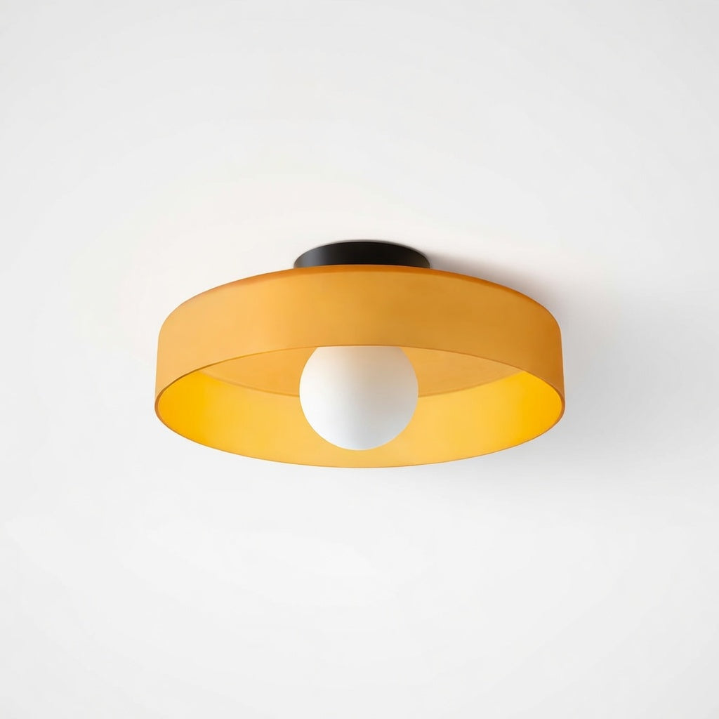 Plafonnier Design en Verre avec Éclairage Ambre | Luminaire Contemporain pour Salon et Chambre