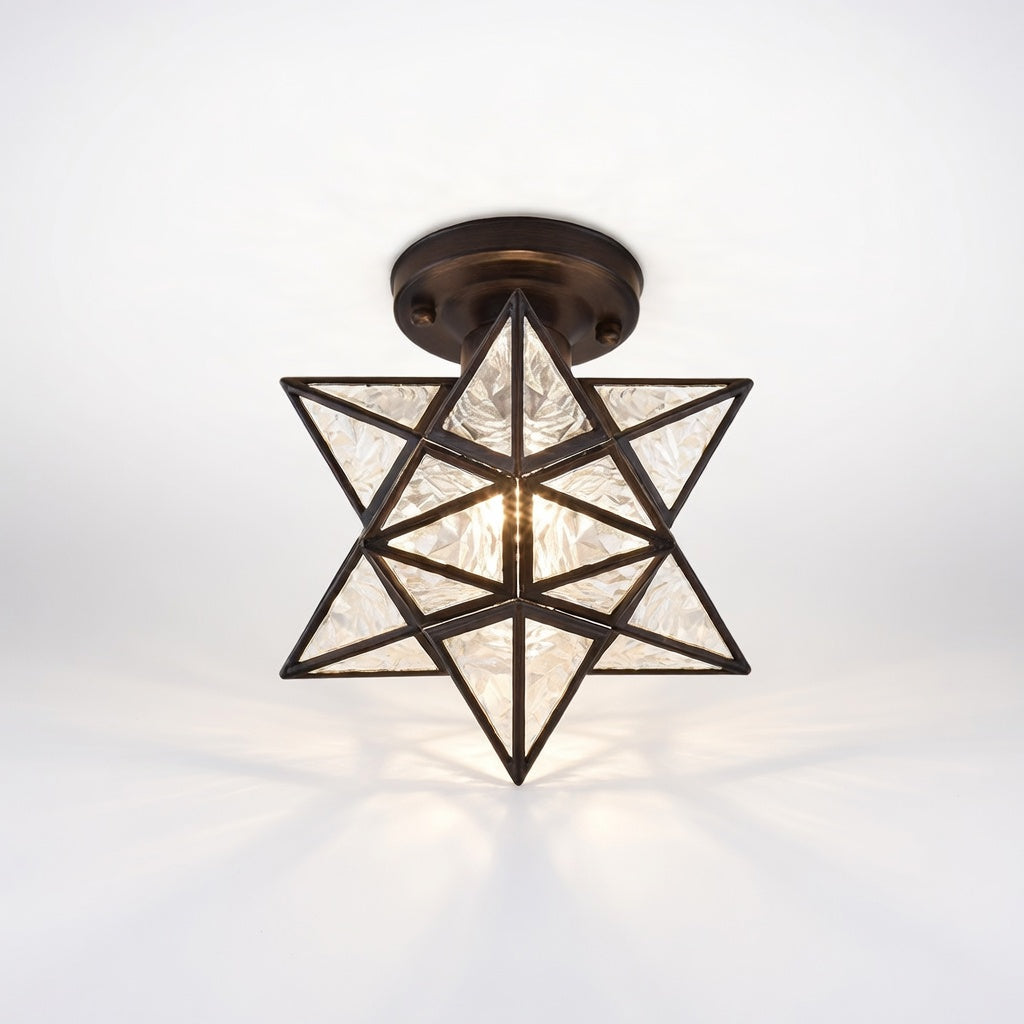 Plafonnier Étoile Design en Métal Doré avec Éclairage Ambiance pour Intérieurs Modernes