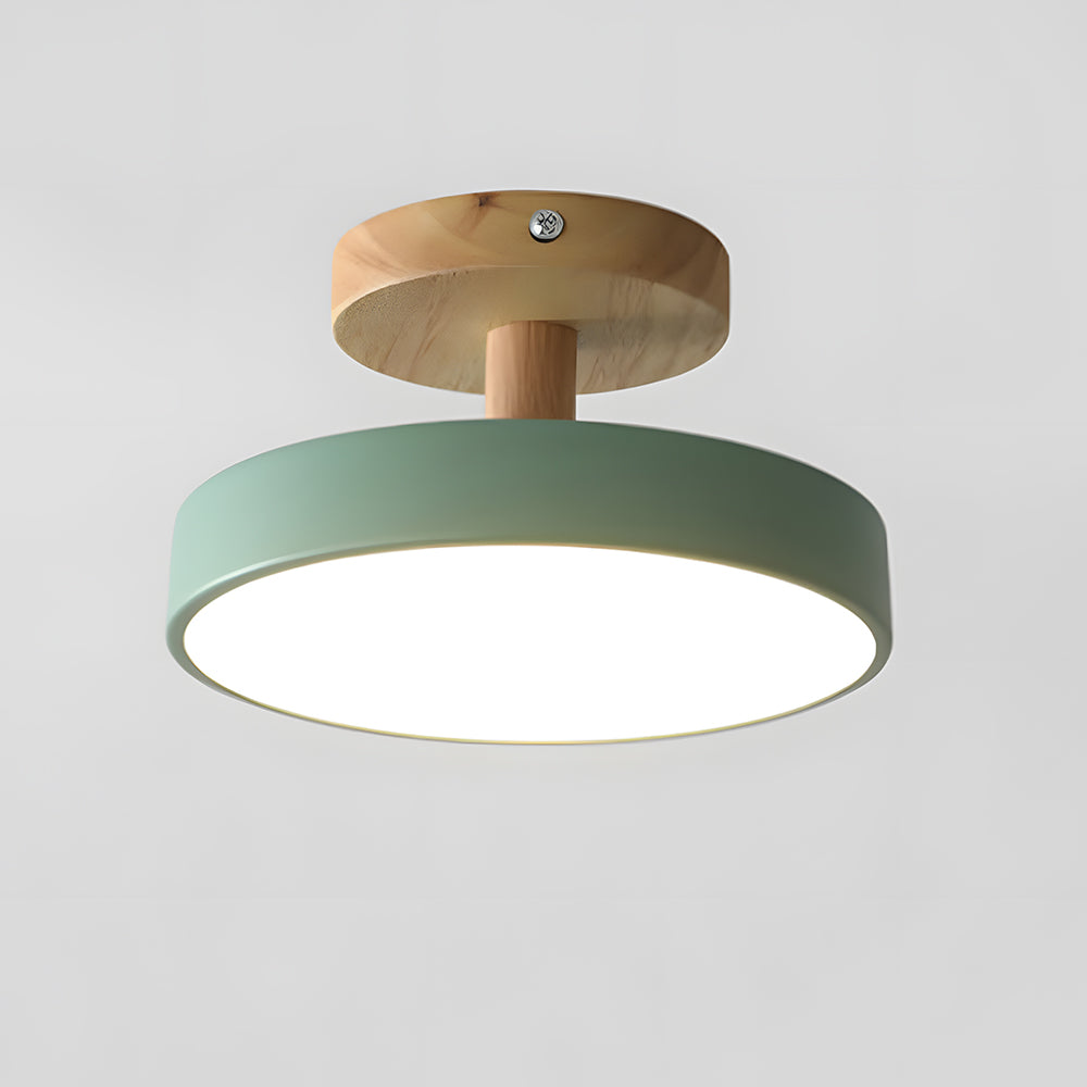 Plafonnier LED Design Compact en Bois et Métal | Éclairage Doux pour Petits Espaces 0