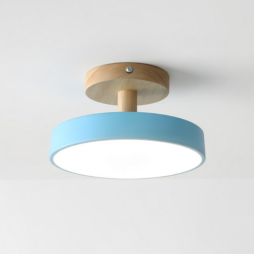 Plafonnier LED Design Compact en Bois et Métal | Éclairage Doux pour Petits Espaces