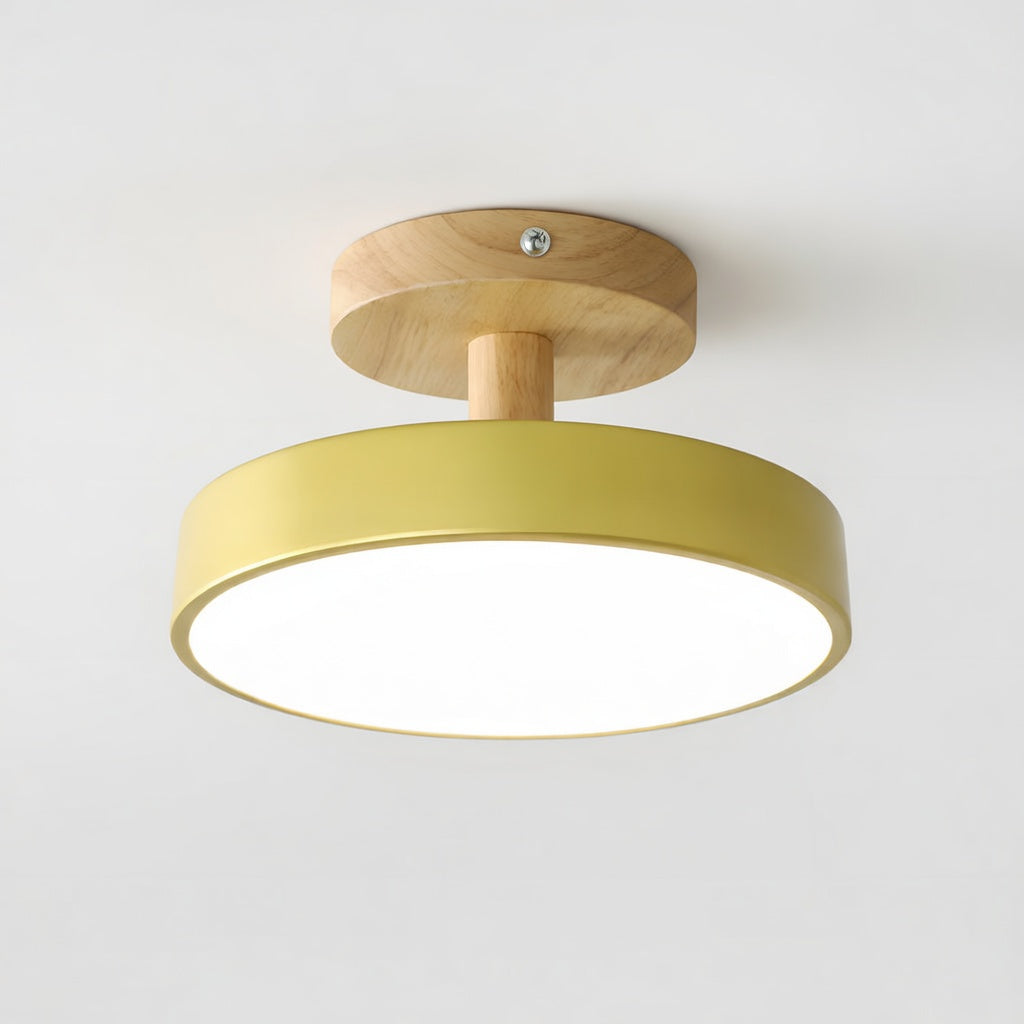 Plafonnier LED Design Compact en Bois et Métal | Éclairage Doux pour Petits Espaces