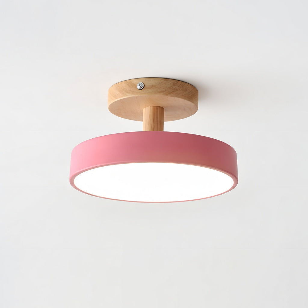 Plafonnier LED Design Compact en Bois et Métal | Éclairage Doux pour Petits Espaces