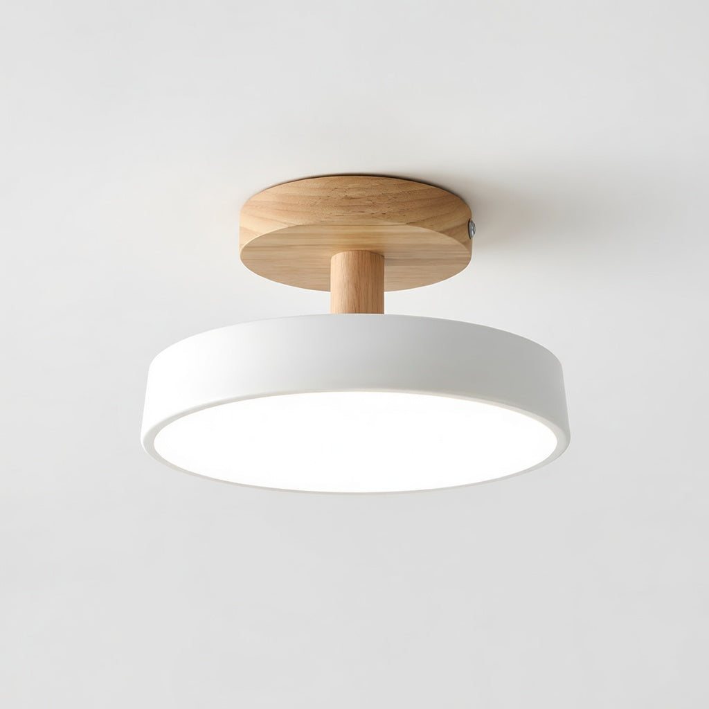 Plafonnier LED Design Compact en Bois et Métal | Éclairage Doux pour Petits Espaces