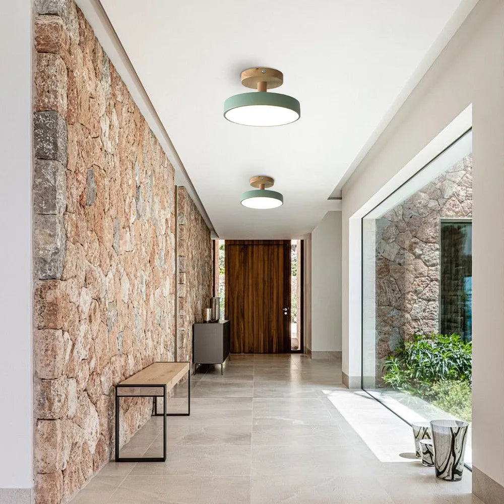 Plafonnier LED Design Compact en Bois et Métal | Éclairage Doux pour Petits Espaces 3