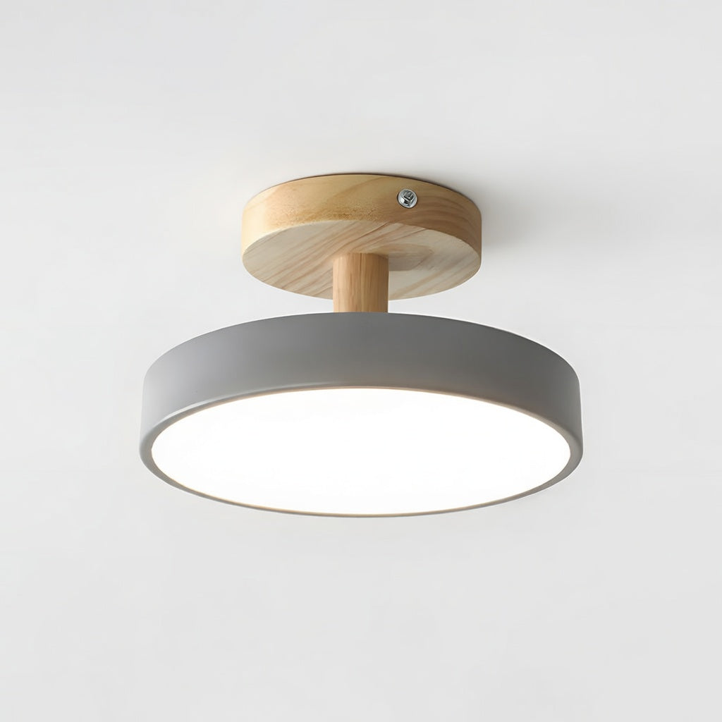 Plafonnier LED Design Compact en Bois et Métal | Éclairage Doux pour Petits Espaces