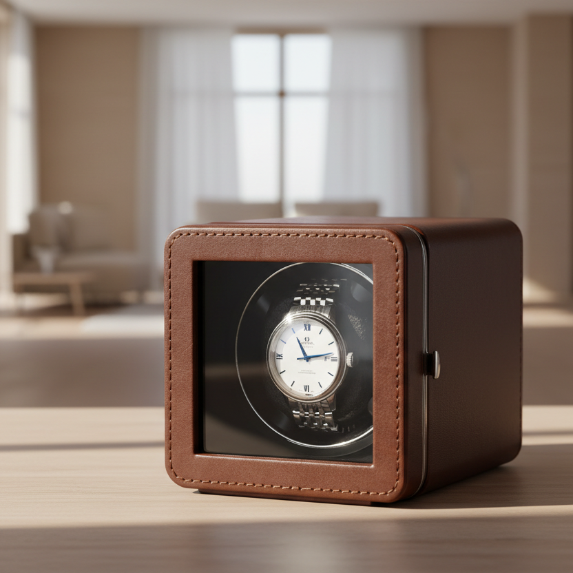 Édition | Remontoir Montre Automatique Cube Marron | Silencieux
