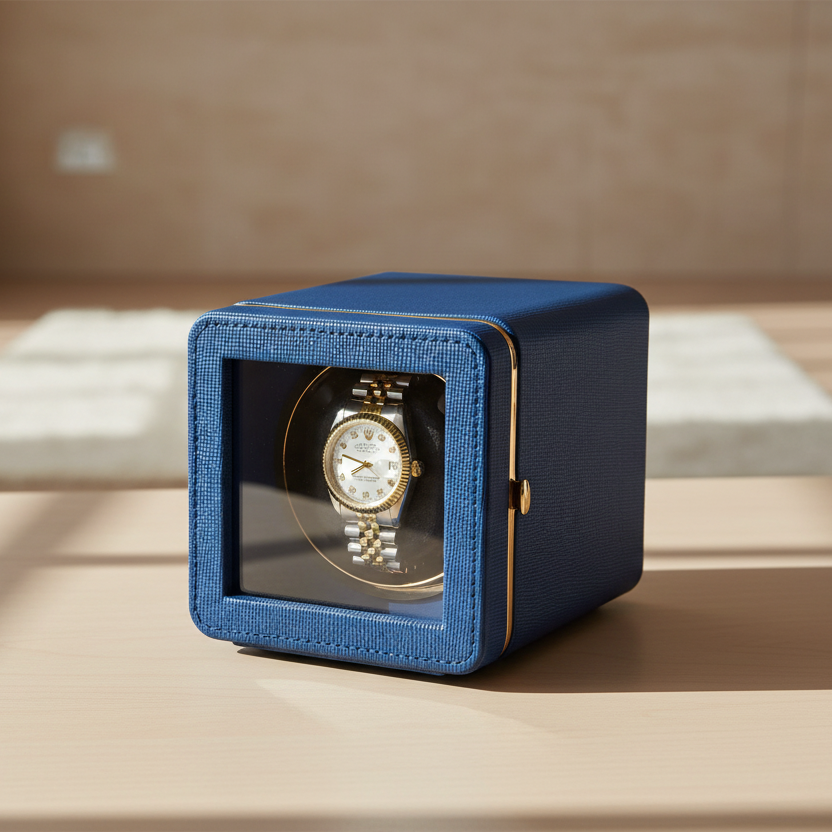ÉlanHorloger | Remontoir Montre Cube Bleu Silencieux Mabuchi | Précision Durable