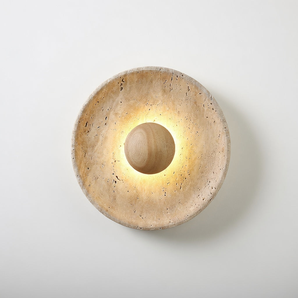 TravertinLux | Élégante Applique Murale en Pierre Naturelle