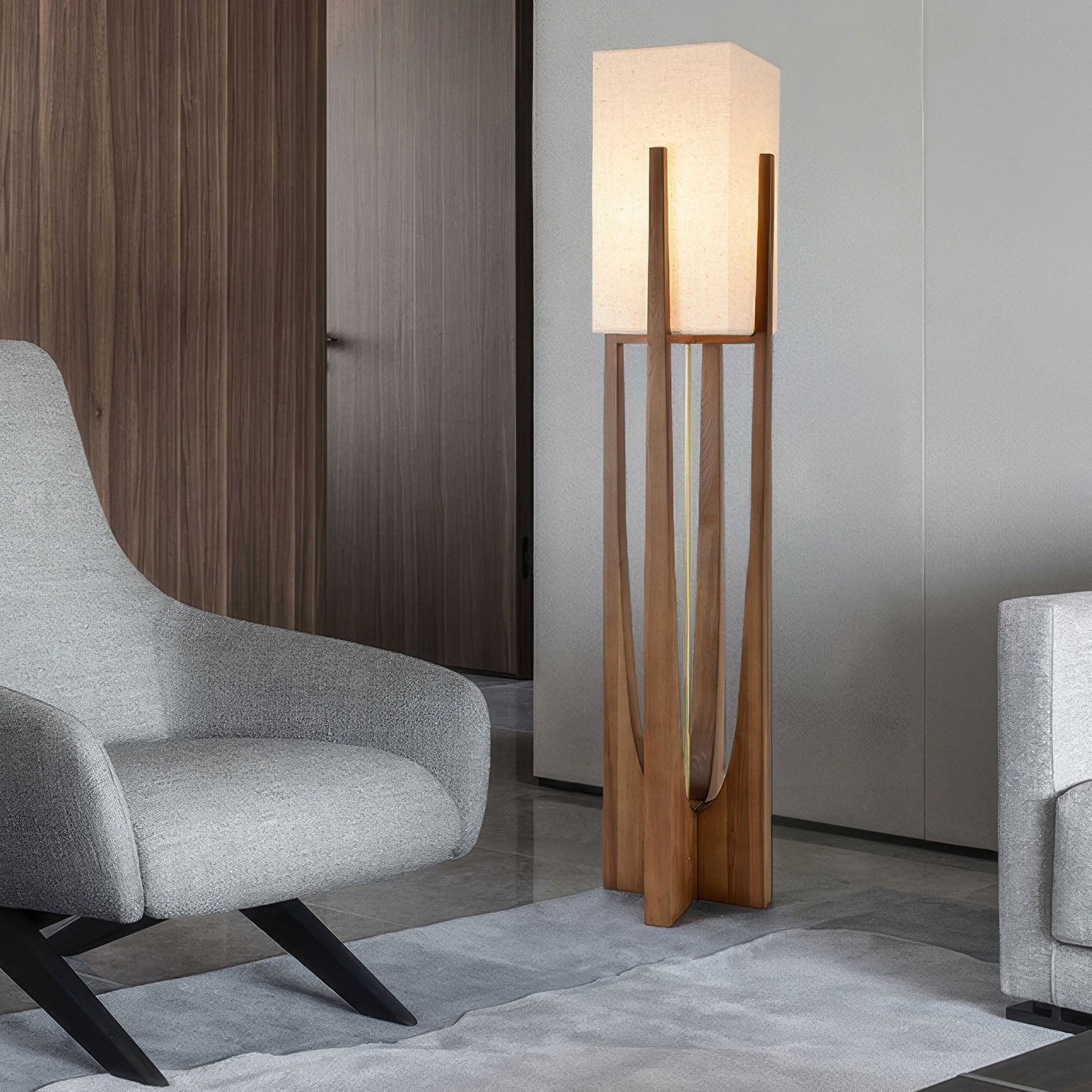 Velin | Élégant Lampadaire Design en Bois avec Éclairage LED 4