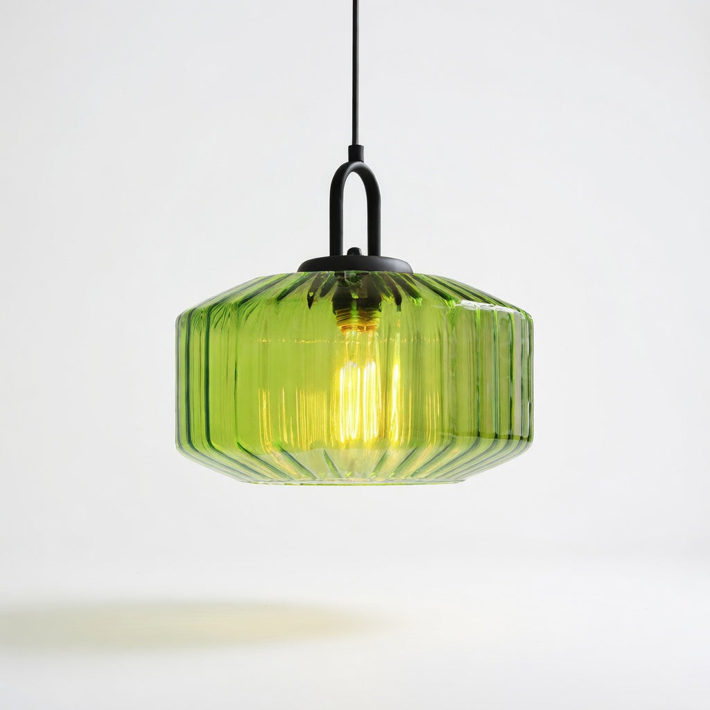 VerreLumineux | Élégante Lampe Suspendue en Verre Vert Moderne