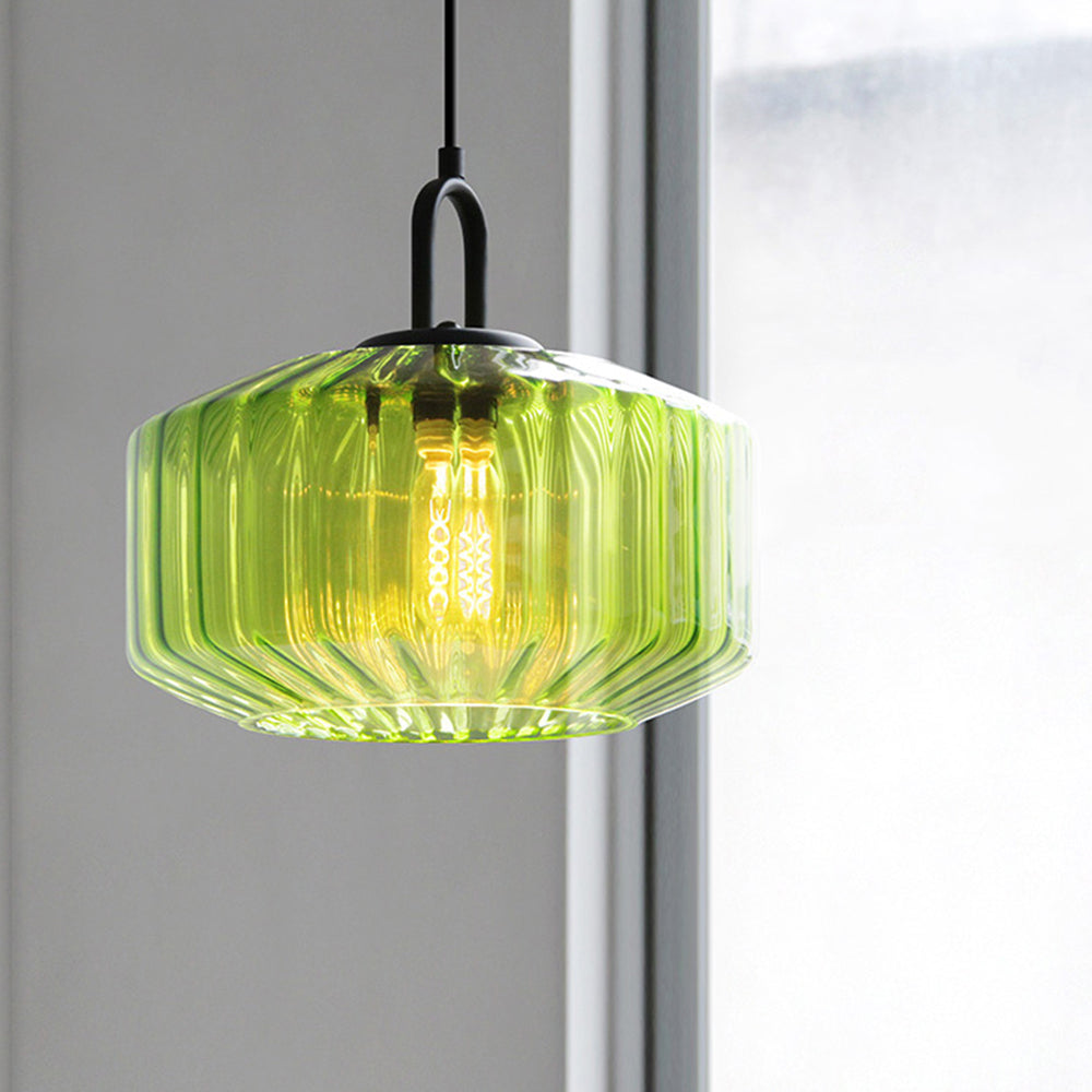 VerreLumineux | Élégante Lampe Suspendue en Verre Vert Moderne 3