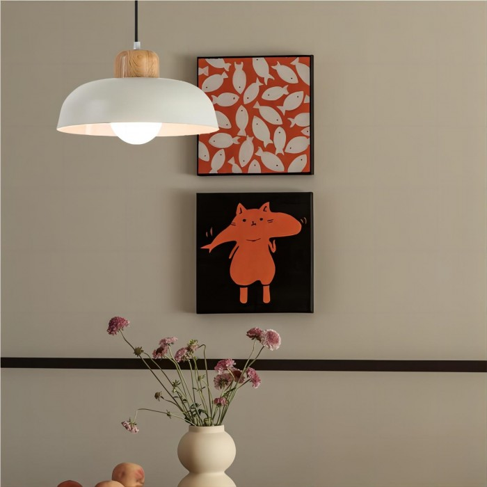 Wovo | Élégante Lampe Suspendue en Bois et Aluminium pour Cuisine 6