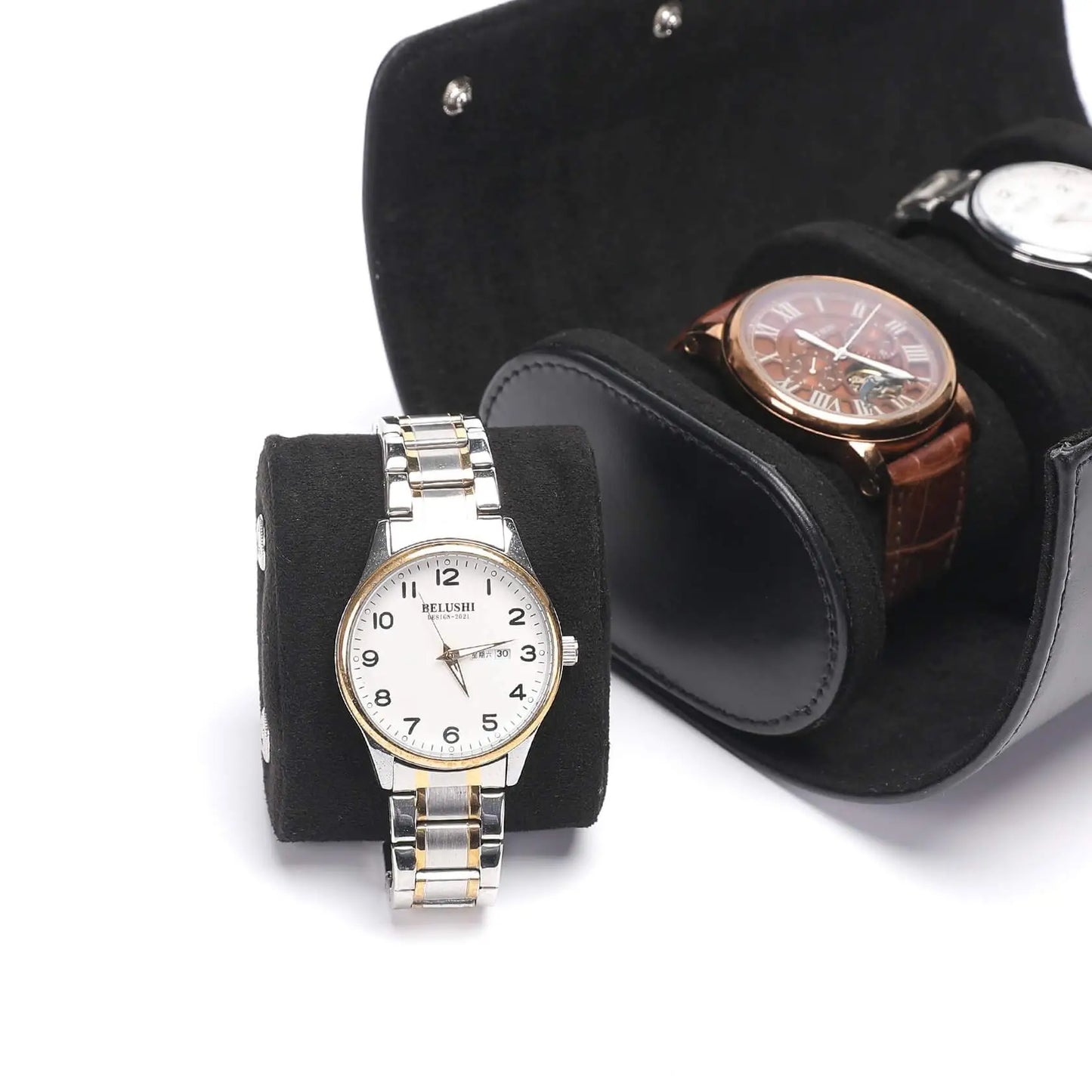 Écrin Atelier | Coffret montres double compartiment simili-cuir | Voyage sûr