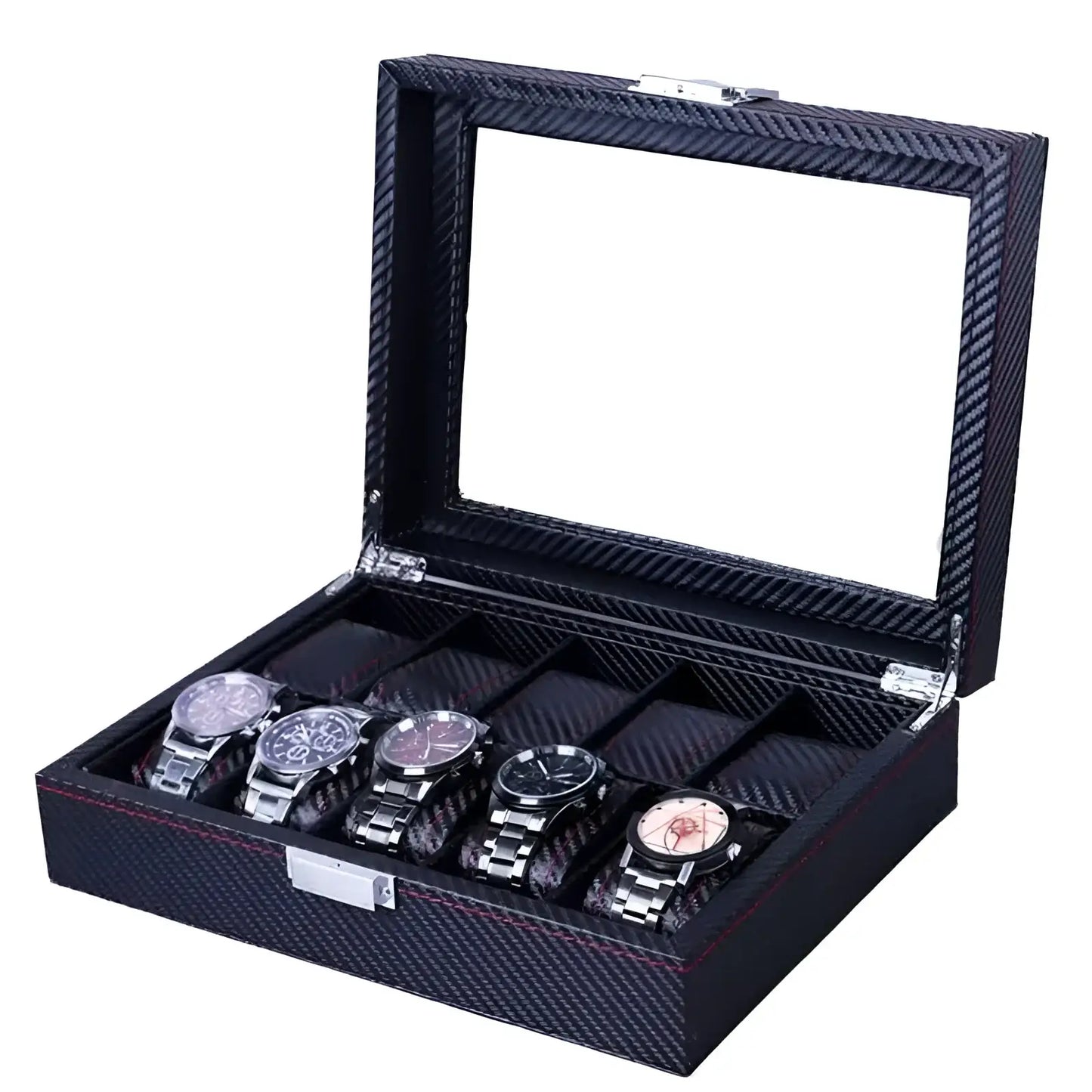 LuxeSaga | Boîte à Montres Luxe Verre et Cuir | Capacité 10 montres - rangement
