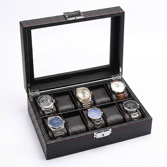 LuxeSaga | Boîte à Montres Luxe Verre et Cuir | Capacité 10 montres - rangement