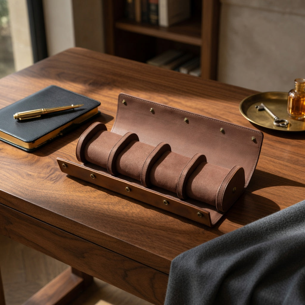 Chic Ligne | Étui Montre Cuir Durable | Quatre Compartiments pour Protection