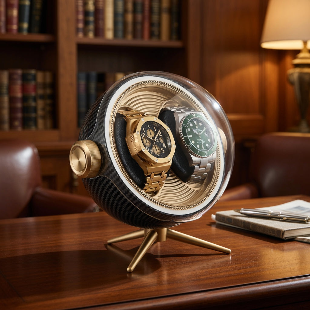 Cosmos Series | Remontoir Montres Sphère – Écrin Rotatif Pour 2 Montres