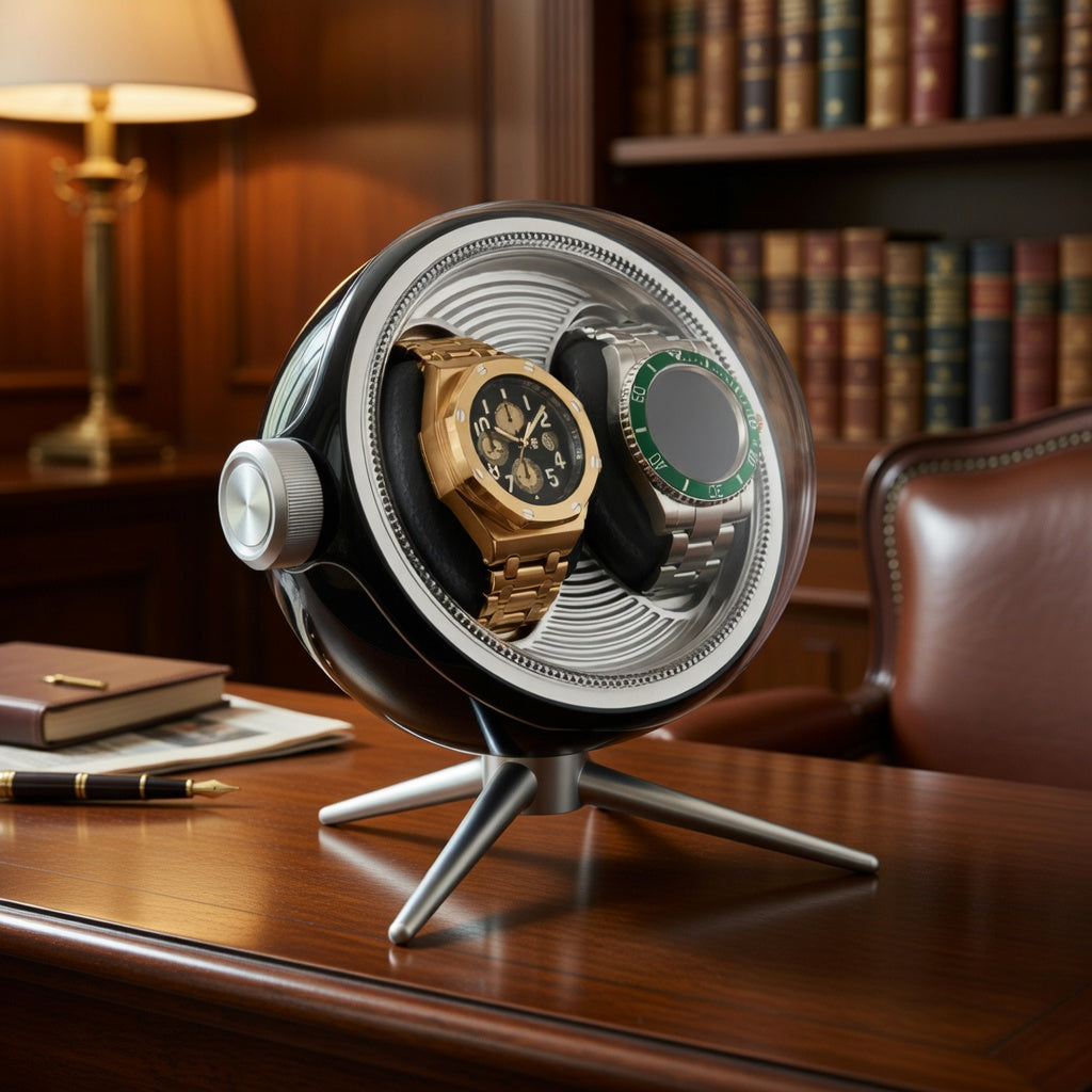 Cosmos Series | Remontoir Montres Sphère – Écrin Rotatif Pour 2 Montres