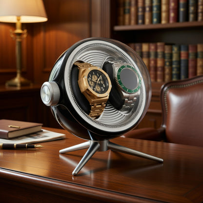 Cosmos Series | Remontoir Montres Sphère – Écrin Rotatif Pour 2 Montres