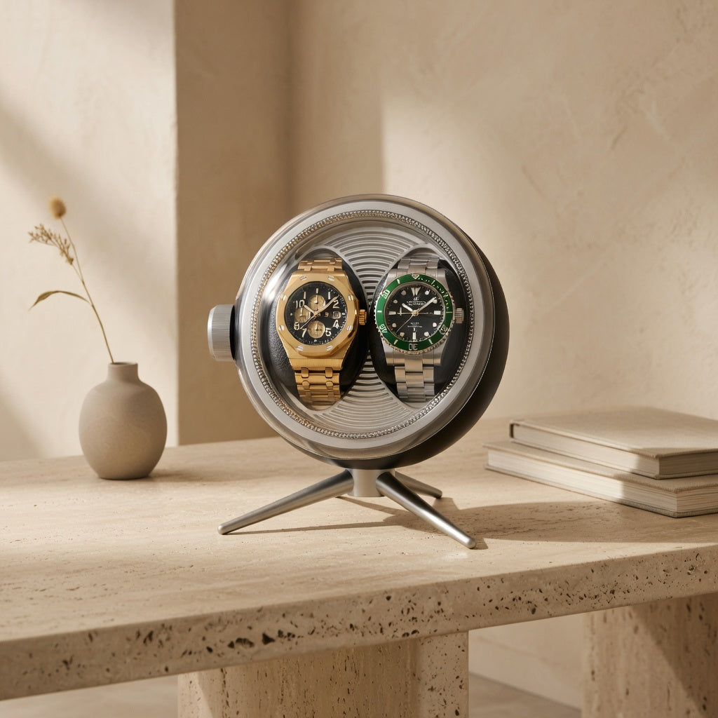 Cosmos Series | Remontoir Montres Sphère – Écrin Rotatif Pour 2 Montres