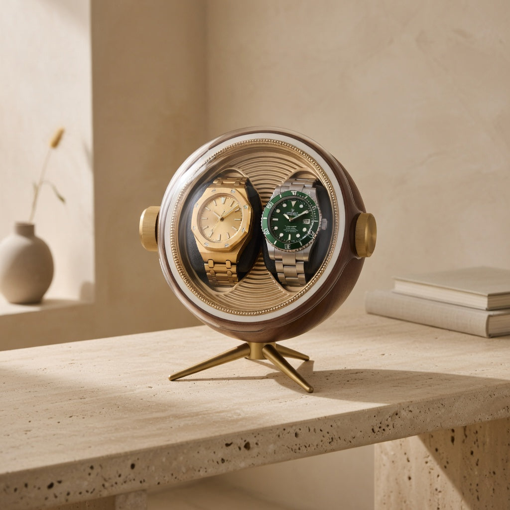 Cosmos Series | Remontoir Montres Sphère – Écrin Rotatif Pour 2 Montres