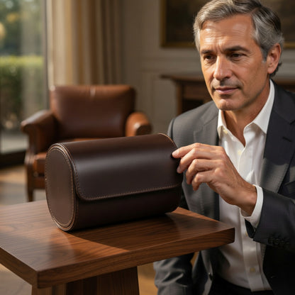 Écrin Atelier | Coffret montres double compartiment simili-cuir | Voyage sûr