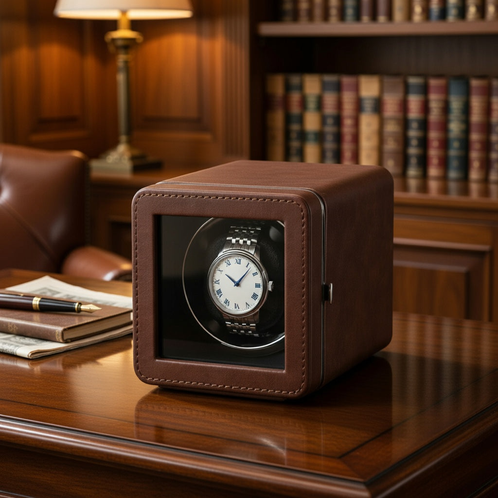 Édition | Remontoir Montre Automatique Cube Marron | Silencieux