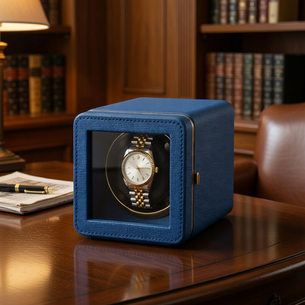 ÉlanHorloger | Remontoir Montre Cube Bleu Silencieux Mabuchi | Précision Durable