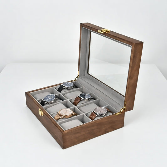 Élégance Bois | Écrin Montres Verre | Élégance et Protection pour 10 Montres