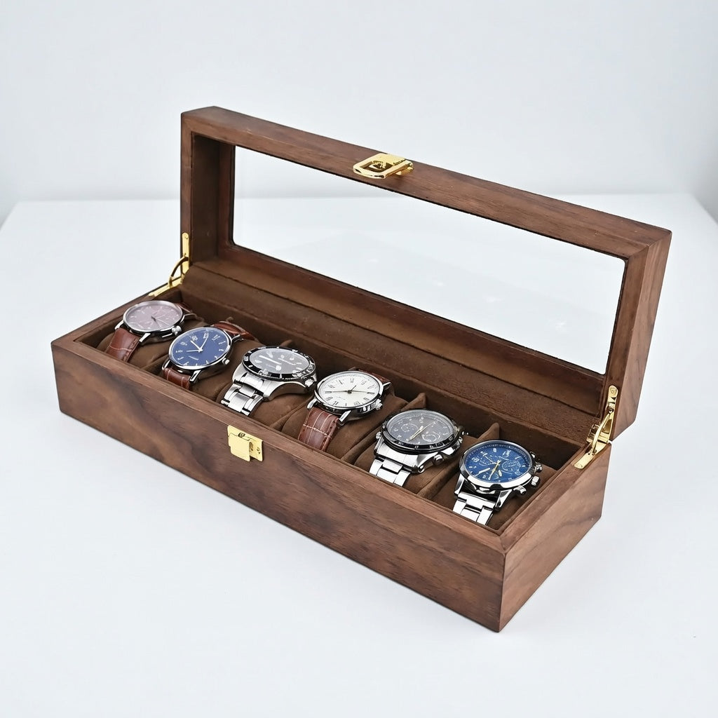 Élégance Bois | Écrin pour montres en bois 6 emplacements | Pour protéger vos montres