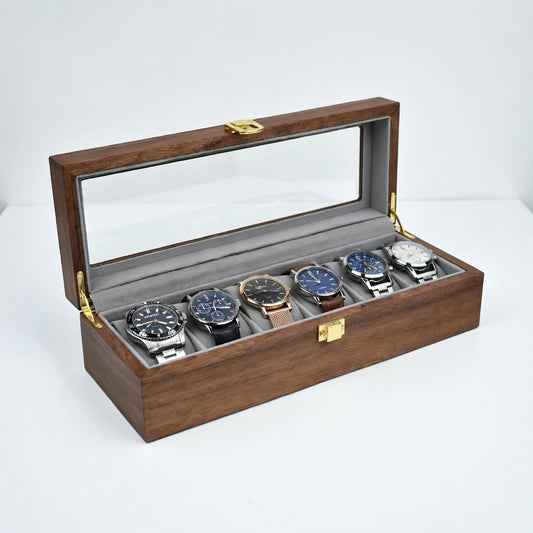 Élégance Bois | Écrin pour montres en bois 6 emplacements | Pour protéger vos montres
