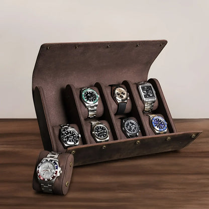 Élégance Horlogère | Étui Montre Cuir Flanelle | Cap. 8 Montres pour Protection