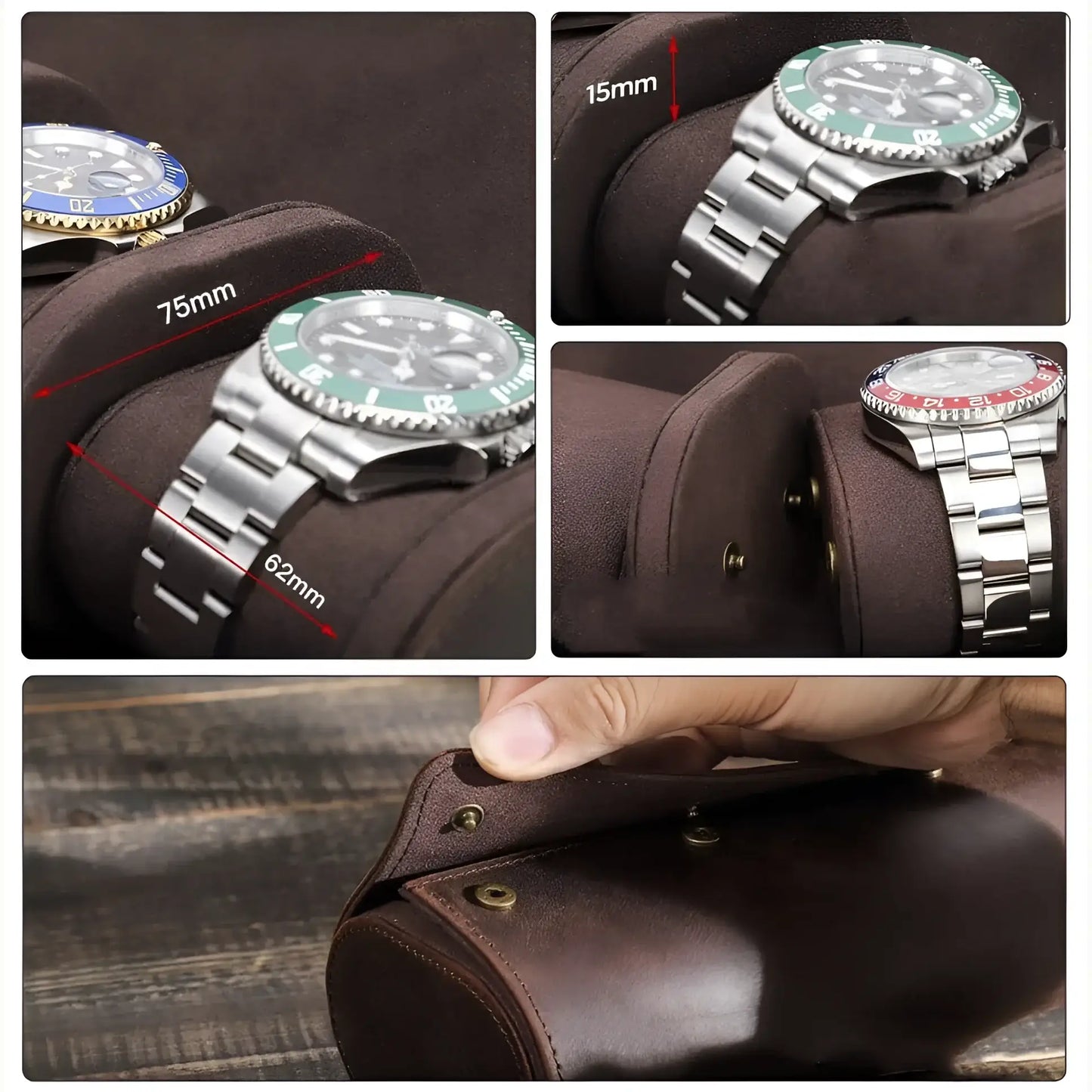 Élégance Horlogère | Étui Montre Cuir Flanelle | Cap. 8 Montres pour Protection