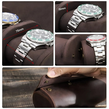 Élégance Horlogère | Étui Montre Cuir Flanelle | Cap. 8 Montres pour Protection