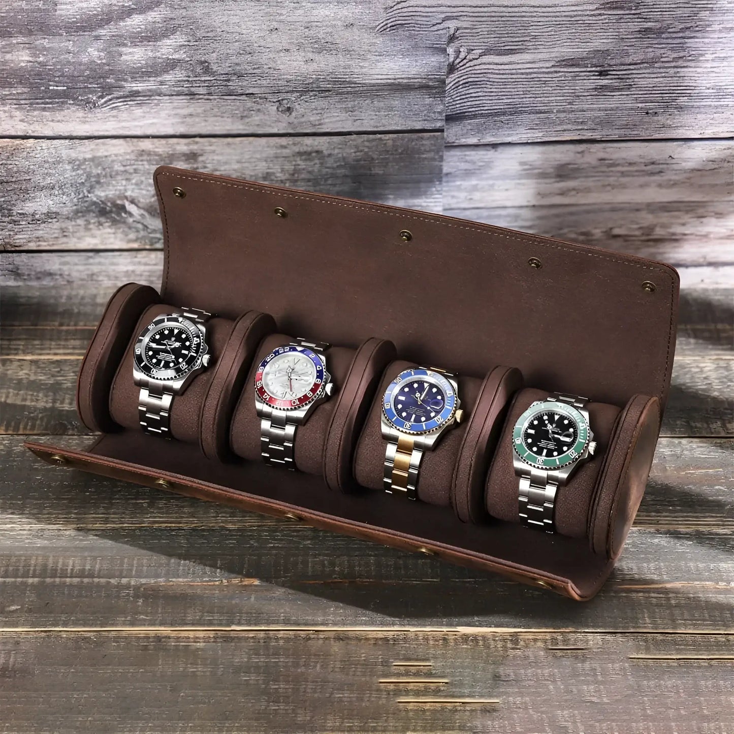 Chic Ligne | Étui Montre Cuir Durable | Quatre Compartiments pour Protection