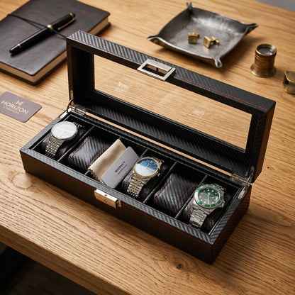 Élégance | Boite à Montre Classique en Verre Trempé et Cuir | pour Protection