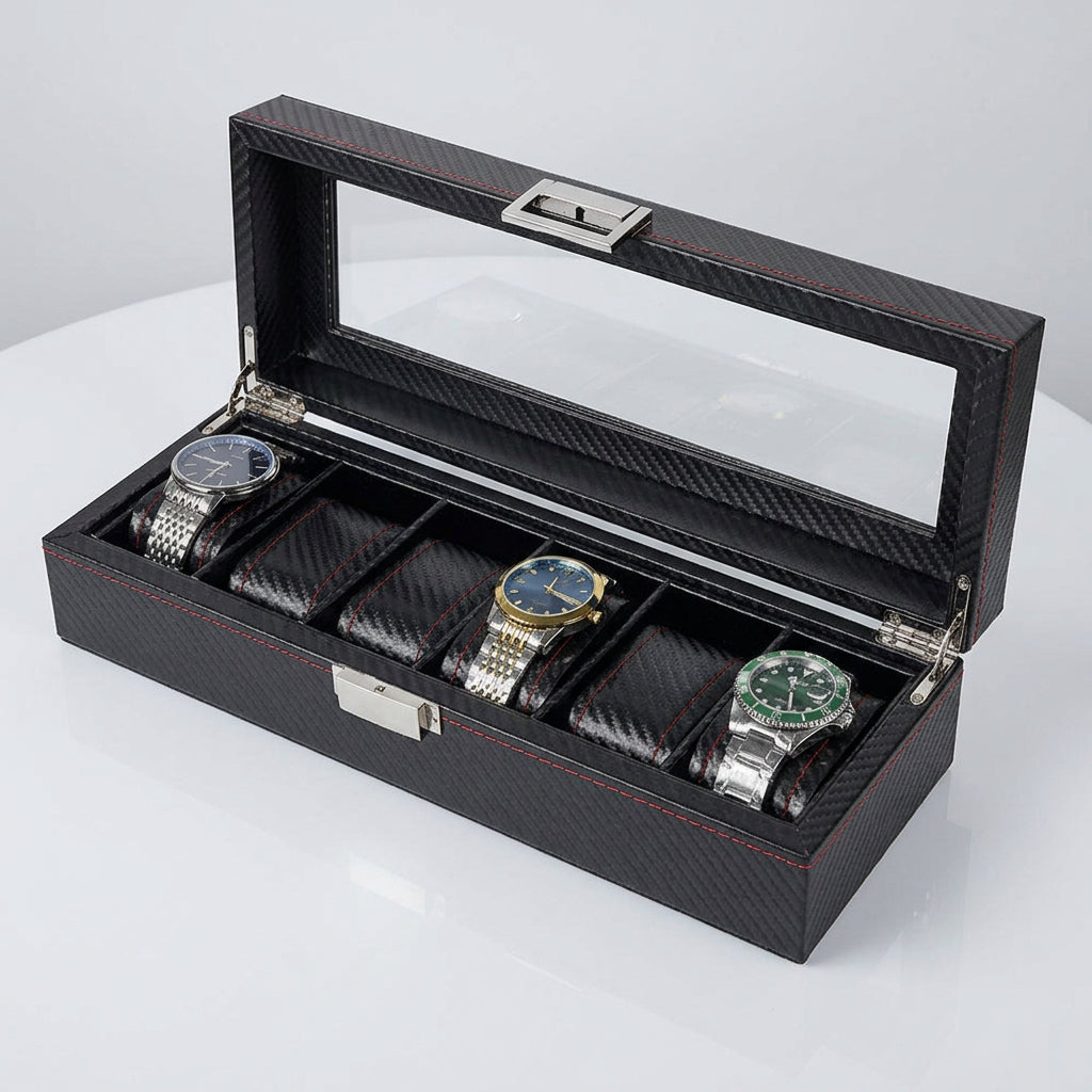 Élégance | Boite à Montre Classique en Verre Trempé et Cuir | pour Protection