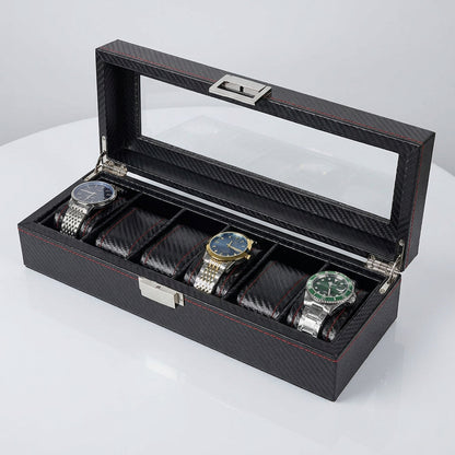 Élégance | Boite à Montre Classique en Verre Trempé et Cuir | pour Protection