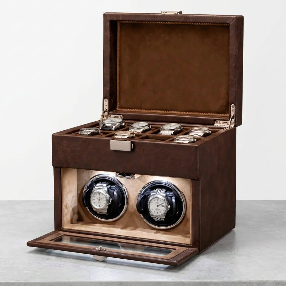 NovaLine | Remontoir Montres Automatiques Cognac - 2 Montres | Entretien optimal