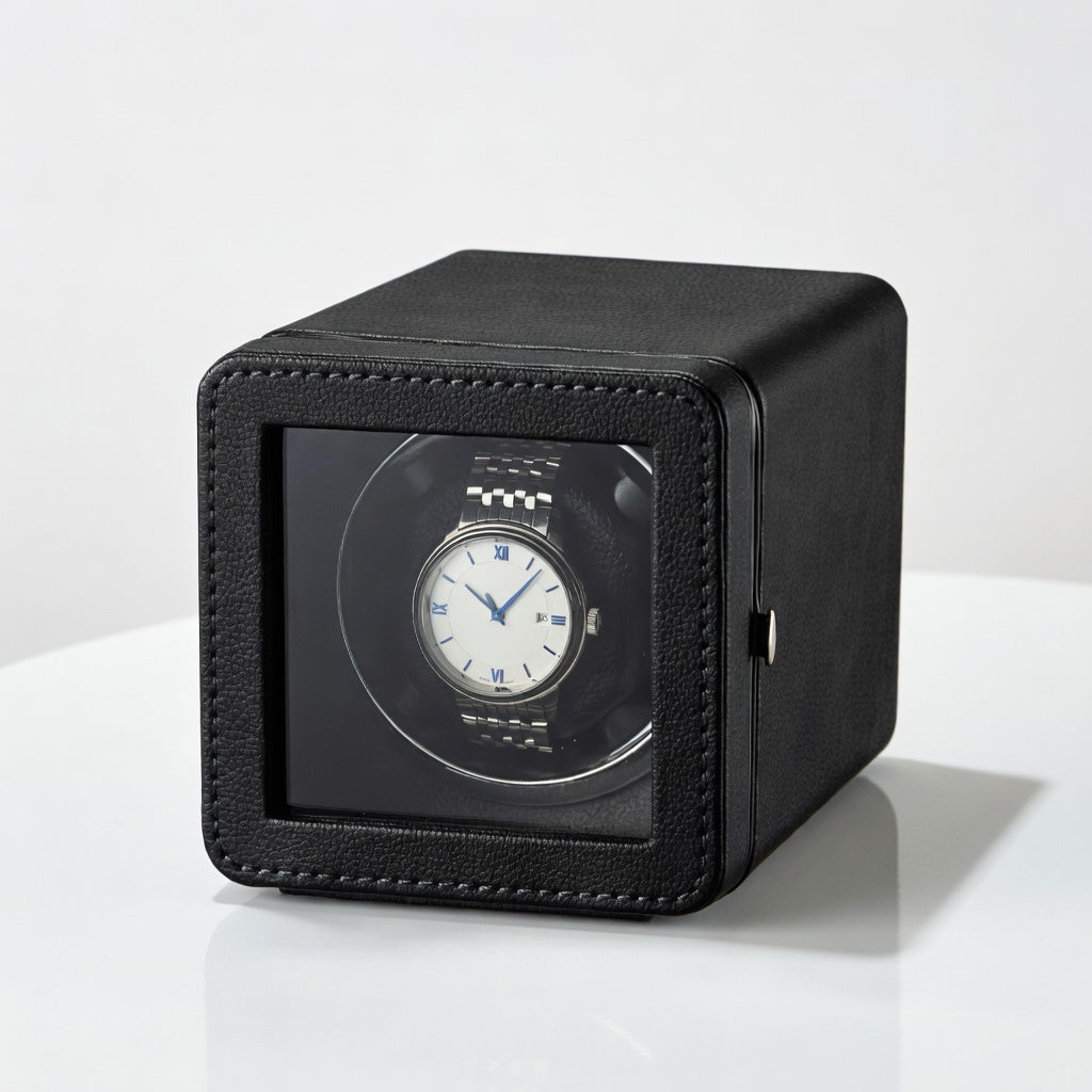 NovaCube | Remontoir Montre Cube Noir ABS – Silencieux | pour Mouvement Prolongé
