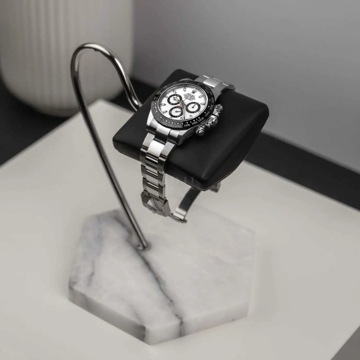 Ligne Marbre | Porte-Montre Homme Marbre Avec Coussin Cuir | Pour Montre Soignée