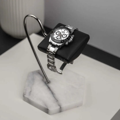Ligne Marbre | Porte-Montre Homme Marbre Avec Coussin Cuir | Pour Montre Soignée