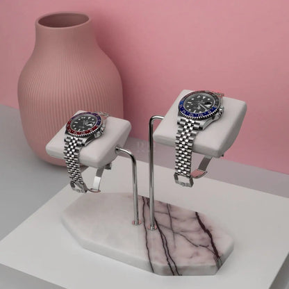 Édition Marbre | Présentoir Montre Duo | Élégant Marbre Pour Valoriser Montres