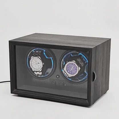 Ligne | Remontoir Montre Cube Double Corbeau Bois - Silencieux