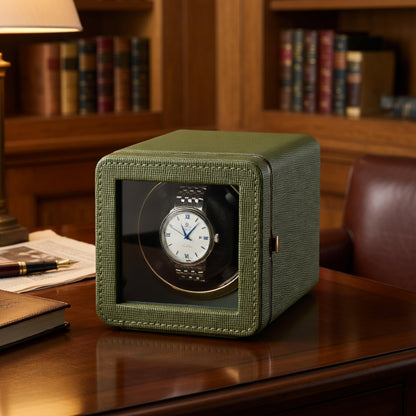 PulseLine | Remontoir Montre Cube Moderne Vert – Silencieux | Pour précision