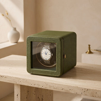 PulseLine | Remontoir Montre Cube Moderne Vert – Silencieux | Pour précision