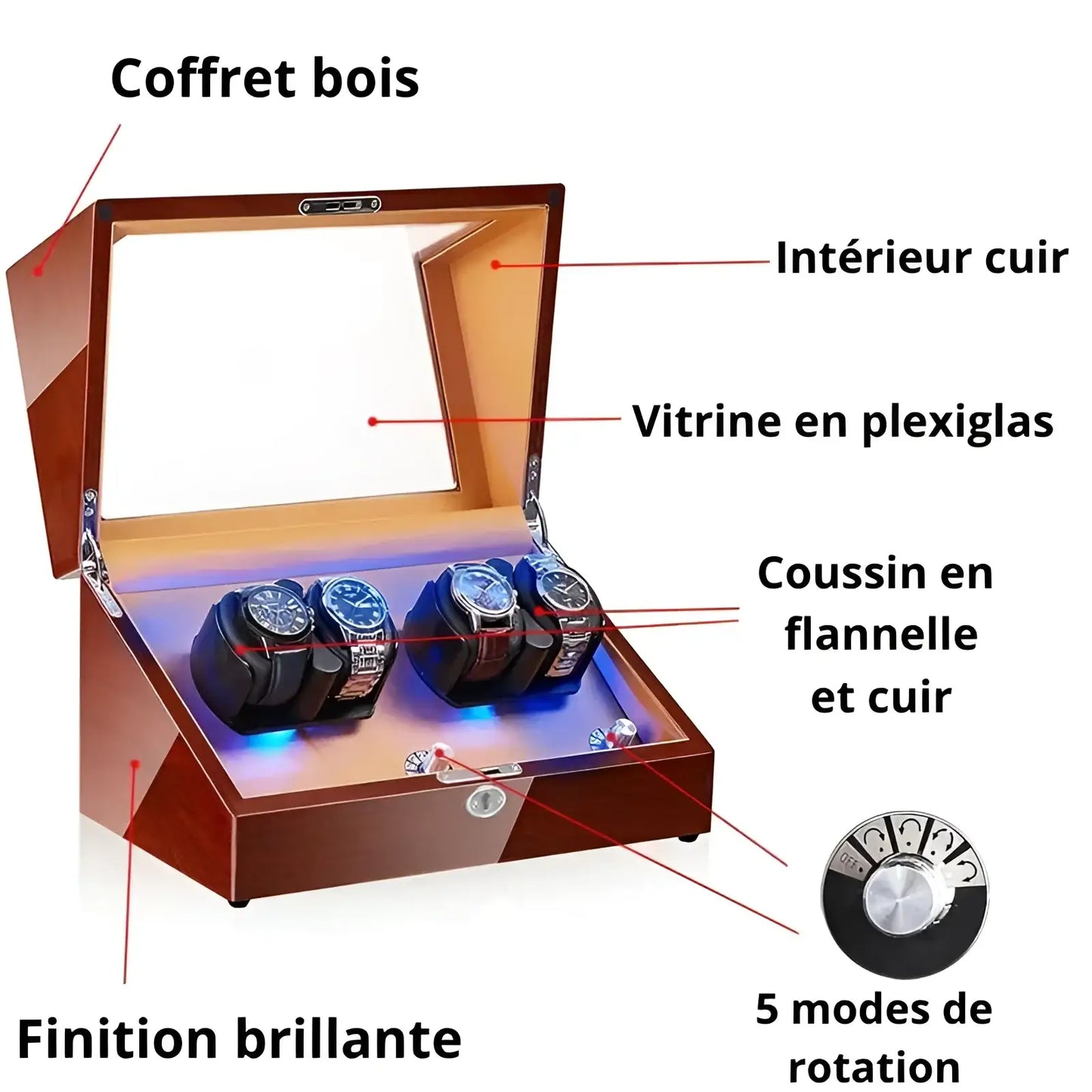 Série Tempus | Remontoir Montre Automatique Bois Clair Silencieux